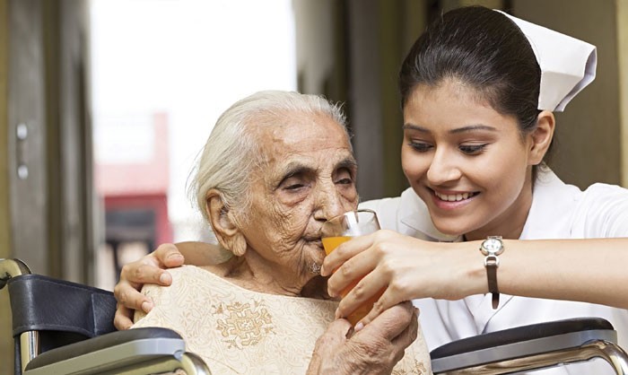 Nursing old woman